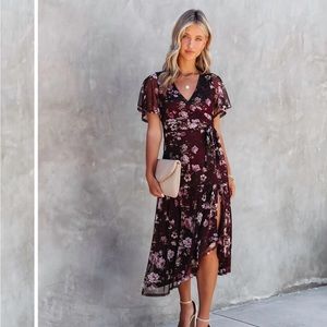 Floral ruffle midi dress